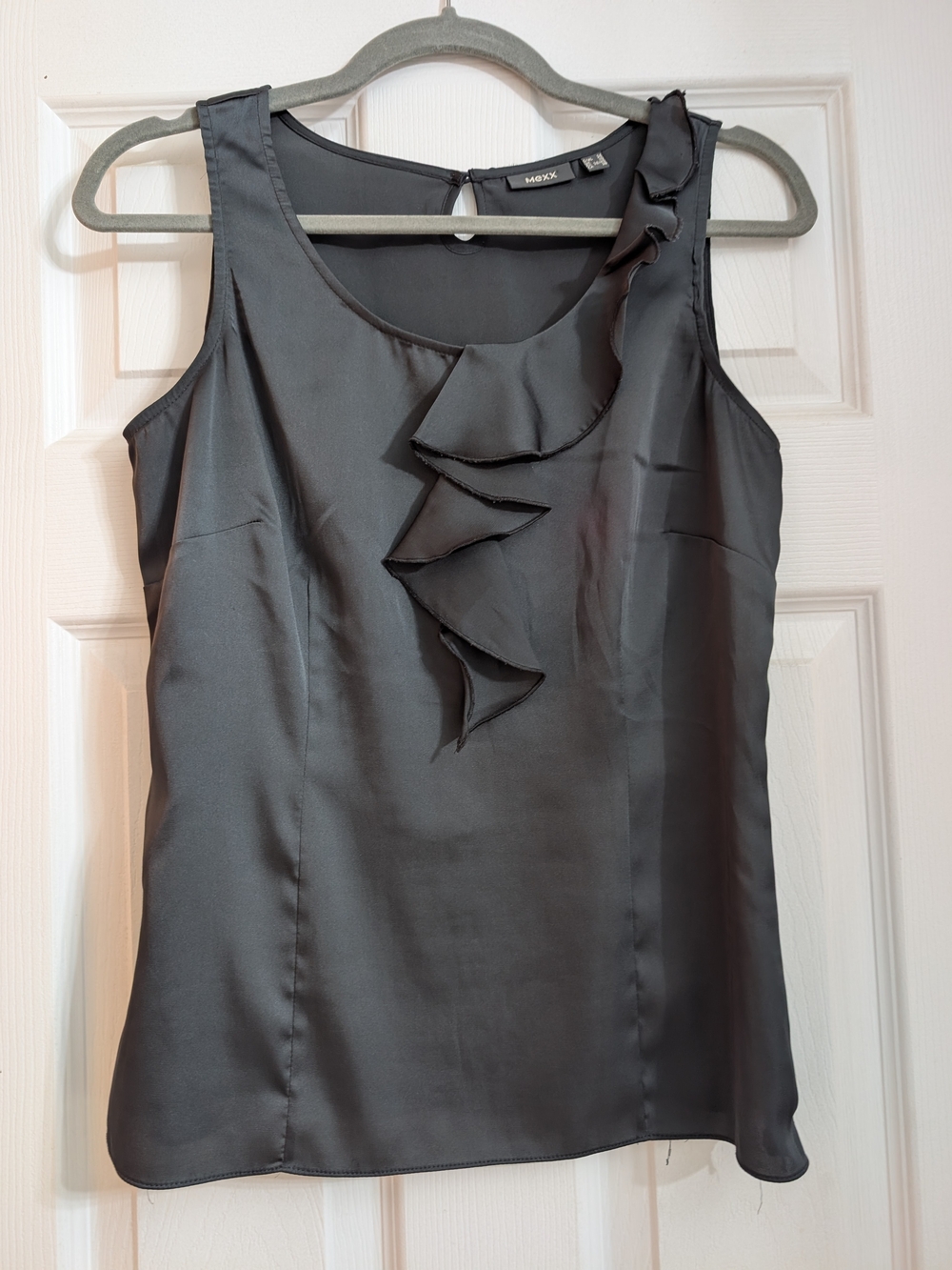 Mexx Black Ruffle-Front Satin Camisole